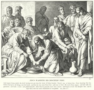 Jesus Lavou os Pés dos seus Discípulos (gravura) de Julius (after) Schnorr von Carolsfeld