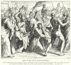 Jesus é levado para ser crucificado (gravura) de Julius (after) Schnorr von Carolsfeld