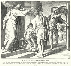 Jó em seu Luto Abençoa Deus (gravura) de Julius (after) Schnorr von Carolsfeld