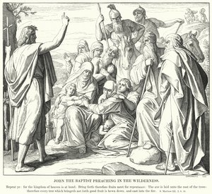 João Batista pregando no deserto (gravura) de Julius (after) Schnorr von Carolsfeld