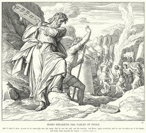 Moisés Quebra as Távolas de Pedra (gravura) de Julius (after) Schnorr von Carolsfeld