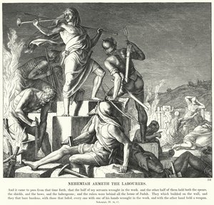 Neemias Armeth, os Trabalhadores (gravura) de Julius (after) Schnorr von Carolsfeld