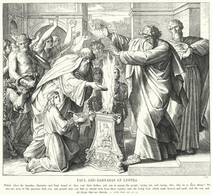 Paul e Barnabas na Lystra (gravura) de Julius (after) Schnorr von Carolsfeld