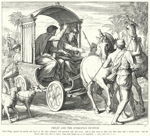 Philip e o Eunuco Etíope (gravura) de Julius (after) Schnorr von Carolsfeld