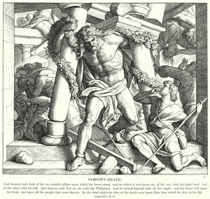 A morte de Sansão (gravura) de Julius (after) Schnorr von Carolsfeld