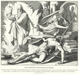 Saul Consulta a Bruxa de Endor (gravura) de Julius (after) Schnorr von Carolsfeld