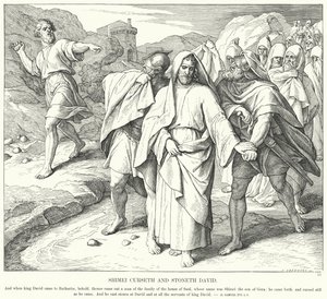 Shimei Curseth e Stoneth David (gravura) de Julius (after) Schnorr von Carolsfeld
