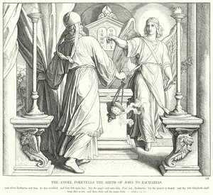 O Anjo Prediz o Nascimento de João a Zacarias (gravura) de Julius (after) Schnorr von Carolsfeld