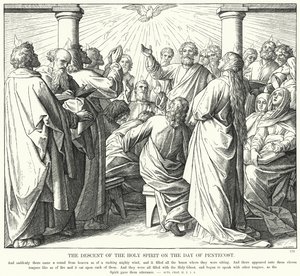 A Descida do Espírito Santo no Dia de Pentecostes (gravura) de Julius (after) Schnorr von Carolsfeld