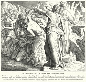 A Destruição de Corá e seus Seguidores (gravura) de Julius (after) Schnorr von Carolsfeld