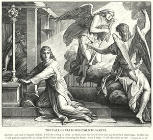 A Queda de Eli é Anunciada a Samuel (gravura) de Julius (after) Schnorr von Carolsfeld