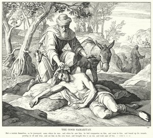 O Bom Samaritano (gravura) de Julius (after) Schnorr von Carolsfeld