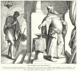 O Fariseu e o Publicano (gravura) de Julius (after) Schnorr von Carolsfeld