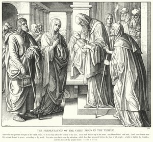 A Apresentação do Menino Jesus no Templo (gravura) de Julius (after) Schnorr von Carolsfeld