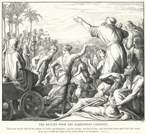 O regresso do cativeiro babilónico (gravura) de Julius (after) Schnorr von Carolsfeld