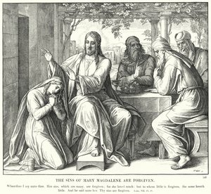 Os Pecados de Maria Madalena são Perdoados (gravura) de Julius (after) Schnorr von Carolsfeld