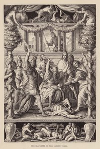 A matança na sala de banquetes (gravura) de Julius (after) Schnorr von Carolsfeld