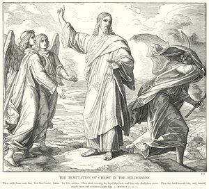 A tentação de Cristo no deserto (gravura) de Julius (after) Schnorr von Carolsfeld