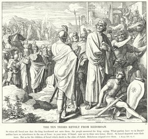 A Revolta das Dez Tribos de Rehoboam (gravura) de Julius (after) Schnorr von Carolsfeld