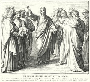 Os Doze Apóstolos são Enviados a Pregar (gravura) de Julius (after) Schnorr von Carolsfeld