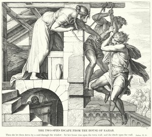 A Fuga dos Dois Espiões da Casa de Rahab (gravura) de Julius (after) Schnorr von Carolsfeld