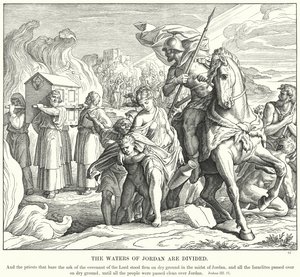 As Águas da Jordânia estão Divididas (gravura) de Julius (after) Schnorr von Carolsfeld