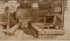 Interior de uma casa de campo de Julius Adam