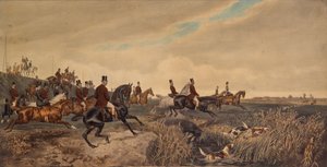 Imperador Francisco José I com a Imperatriz Isabel durante uma caçada à força, 1880. de Julius Blaas von