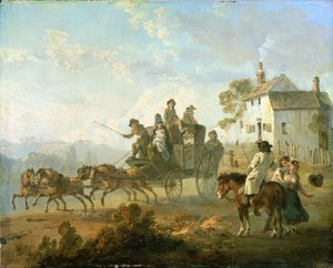Um treinador de palco em uma estrada rural, 1792