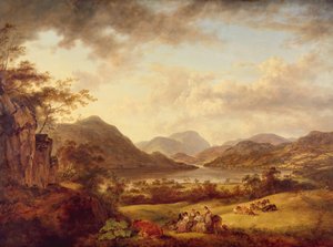 Uma vista de Ullswater de Gowbarrow, 1801 de Julius Caesar Ibbetson