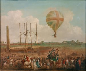 A Ascensão de George Biggin no Balão do Lunardi de Julius Caesar Ibbetson