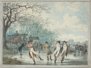 Patinadores na Serpentine no Hyde Park de Julius Caesar Ibbetson