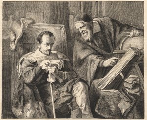 Albrecht von Wallenstein (Waldstein) (1583-1634) com o astrólogo Giovanni Battista Seni (Seno, Zeno, Senno Zenno) (1600-1656) depois de uma pintura de Julius Schrader de Julius Friedrich Anton (after) Schrader