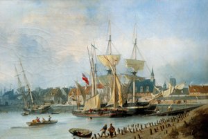 O Entrement of the Port of Dieppe Painting de Jules Hintz (1805-1862) de Julius Hintz