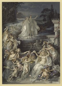 Ilustração para um sonho das noites de verão (chromolitho) de Julius Hoeppner