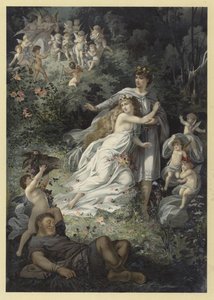 Ilustração para um sonho das noites de verão (chromolitho) de Julius Hoeppner