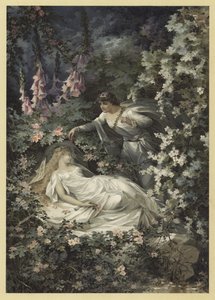 Ilustração para um sonho das noites de verão (chromolitho) de Julius Hoeppner