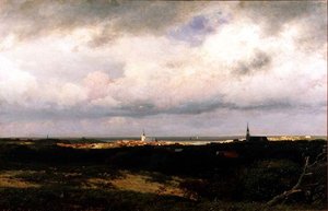 Uma Vista Costeira perto de Haia de Julius Jacobus de Sande Bakhuizen