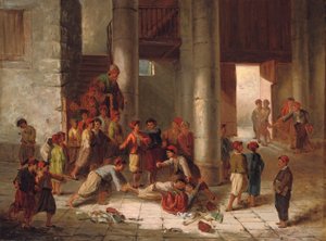Travessura no pátio da escola de Julius Joseph Gaspard Starck