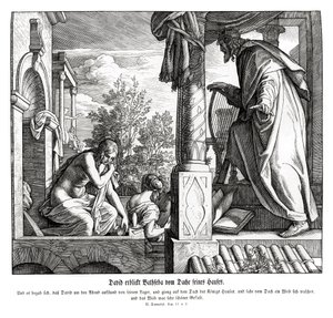 David vê Betsabá no telhado, 2 Samuel de Julius Schnorr von Carolsfeld