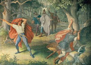 Hagen a matar Siegfried na fonte, Salão de Nibelungens