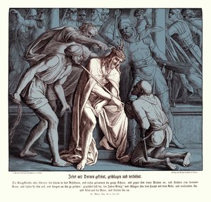 A Jesus é dada uma coroa de espinhos, Evangelho de Marcos de Julius Schnorr von Carolsfeld