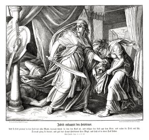 Judith beheads Holofernes, livro de Judith de Julius Schnorr von Carolsfeld