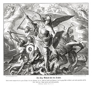 A vitória de Michael sobre o dragão, Apocalipse de Julius Schnorr von Carolsfeld