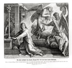 Samuel recebe a profecia da morte de Eli de Julius Schnorr von Carolsfeld
