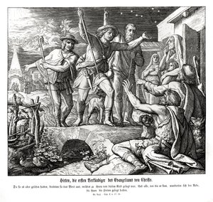 Pastores anunciam o evangelho, Evangelho de Lucas de Julius Schnorr von Carolsfeld