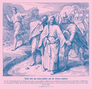 Simei amaldiçoa e atira pedras em Davi, 2 Samuel de Julius Schnorr von Carolsfeld