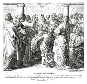 Os apóstolos estão cheios do espírito santo, Atos de Julius Schnorr von Carolsfeld