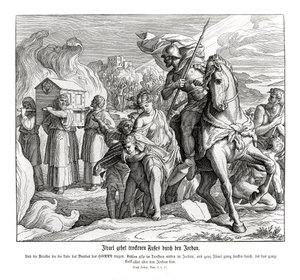 A arca do pacto atravessando o Jordão, Joshua de Julius Schnorr von Carolsfeld