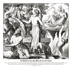 O homem rico e o mendigo Lázaro, Evangelho de Lucas de Julius Schnorr von Carolsfeld